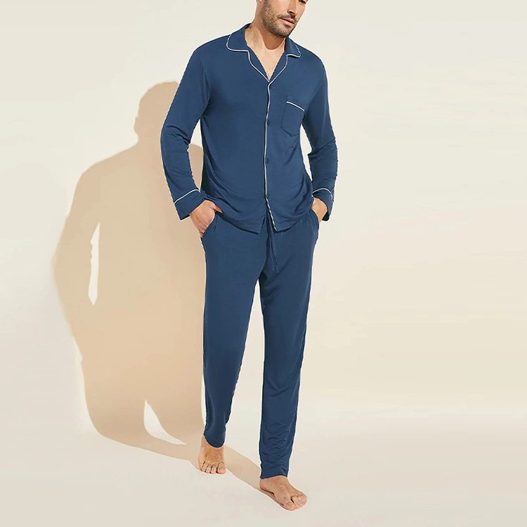 Sustainable Bamboo Mens Loungewear Organic Mens Custom Pyjamas Eco Friendly Men′s Lounge Wear