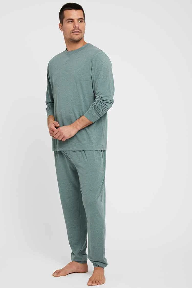 Organic Bamboo Long Sleeve Loungewear for Men Eco Friendly Sleepwear Organic Nightwear Pajama Sets Man Homewear Pyjama Sustainable Lounge Set