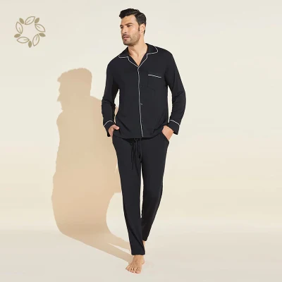 Langes Pyjama-Set aus Bio-Bambus-Baumwolle, nachhaltige Loungewear für Herren aus Bambus, umweltfreundlicher Pyjama, Pyjama-Set aus Bambus-Baumwolle für Herren