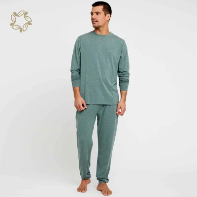 Bio-Bambus-Langarm-Loungewear für Herren, umweltfreundliche Nachtwäsche, Bio-Nachtwäsche, Pyjama-Sets, Herren-Homewear-Pyjama, nachhaltiges Lounge-Set